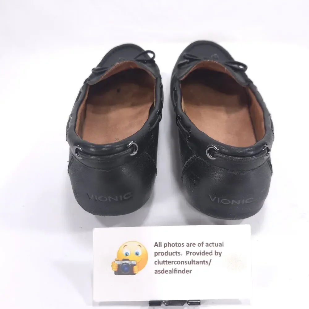 Vionic Virginia Leather Driving Moccasin Flat Womens Size 6.5 TVW5282 Black
